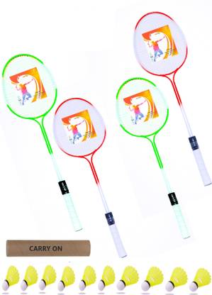 CARRY ON DUAL SAFT BADMINTON RACKET 4 PIEC WITH 10 PIEC SHUTTLE BOX Badminton Kit