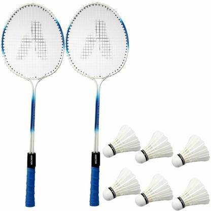 MINESFIT Badminton Kit Combo Set Of 2 Piece Racquet With 6 Fathers Shuttlecock Badminton Kit