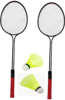 HL Sports 2 PC Double Shaft Racket with 2 shuttle cock Badminton Kit