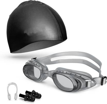 DECRONICS Swimming Kit Set For Men & women with Goggles, Silicon Cap, Earplugs, Nose Clip Swimming Kit