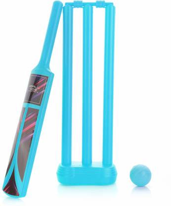 333MART Small Cricket Kit 1 Bat, 1 Ball, Bails, 3 Stumps & Stand Base for Kids (Blue) Cricket Kit
