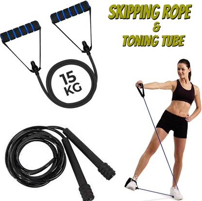 Best-Quality-Hub Toning Tube & Skipping Rope for Gym Training, Exercise and Workout(Pack of 2) Fitness Accessory Kit Kit