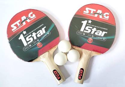 स्टैग आइकॉनिक Anywhere Everywhere 2 Racquets & 3 Balls (White) टेबल टेनिस किट