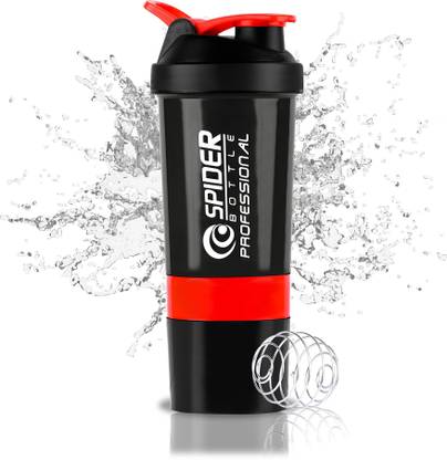 ZYRO Spider Gym bottle with Stainless Steel Mixer Ball & 2 Containers for Protein 500 ml Shaker