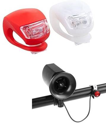 Gymisa Bicycle Red White Blinker LED Light With Cycle Horn Bell Cycling Kit