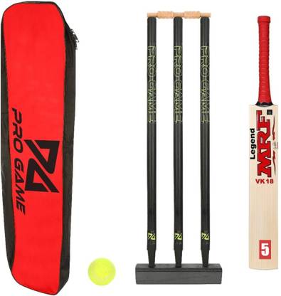 Pro Game MRF Cricket Kit -1Bat 3Wickets 2Bails 1Base 1Ball &1Kit Bag (Size 5 For 8-13Yr) Cricket Kit