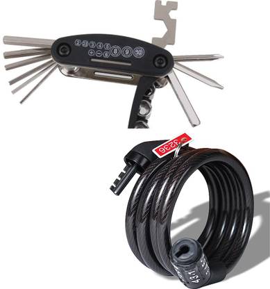 QUICK FIT Combo Pack of Bicycle Number Lock & 15-In-1 Cycle Repair Tool Cycling Kit