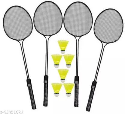 STYRKR Pro Badminton Combo- 4 Rackets with Shuttle Pack of 6 Badminton Kit