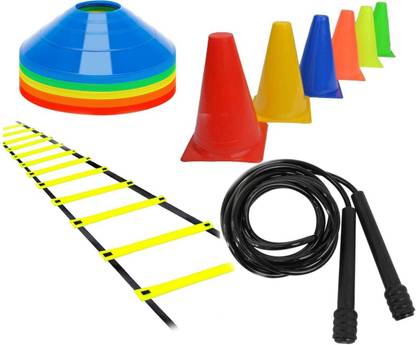 Hobs Collection 6 Inch Cones Pack 6,10 Space Markers, 4 Meter Ladder & Pencil Skipping Rope Football & Fitness Kit