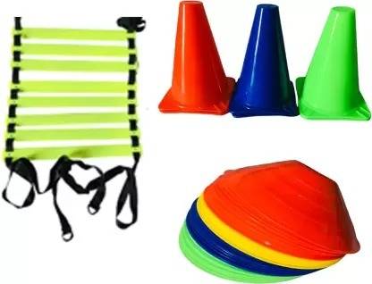 Owlix 6 Inch Cones Pack 6 ,10 Space Markers And 4 Meter Ladder Agility Combos Football Kit