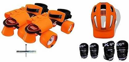 Jaspo Speed Lovers Skates Combo (Skates, Helmet, Knee & Elbow) for Ages 6-14 Skating Kit
