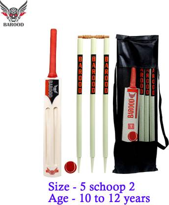 BAROOD Cricket kit 1bat,1ball,1cover,2bails,3stumps size 5 schoop 2 Age(10 to 12)years Cricket Kit