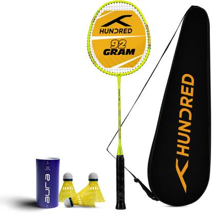 Hundred Powertek 200 with Full Cover & 3pc Aura Nylon Shuttlecocks Badminton Kit