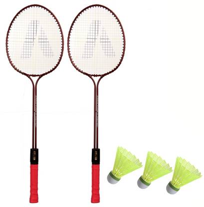 MINESFIT Double Shaft Badminton Racket Combo Kit Set Of 2 Racquet With 3 Pcs Shuttlecock Badminton Kit
