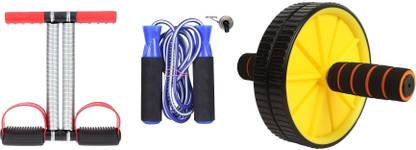Manogyam Combo Of 1PC Tummy Trimmer , 1PC Black Single Foam Skipping Rope And 1PC Ab-Roller Fitness Accessory Kit Kit