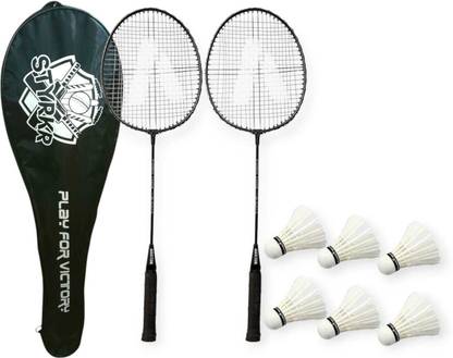 STYRKR Badminton racquets Kit Combo Set Of 2 Piece Racquet With 6 Fathers Shuttle Badminton Kit