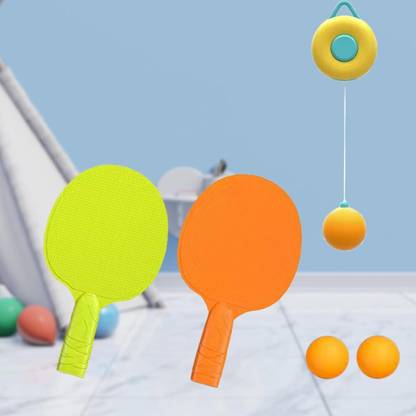 CountryLink Hanging Tennis Trainer Set Ping Pong Ball for Kids 2 Racket & 3 Practice Ball Table Tennis Kit