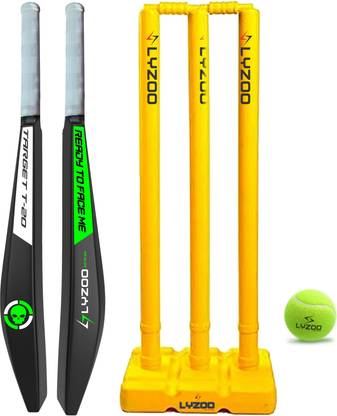 Lyzoo T-20 Heavy Duty Plastic Cricket Bat Kit Combo Wicket Full Size(34"x4.5"Inches) Cricket Kit