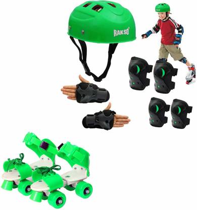 Rakso KIDS Skating & Cycling Protective Skating Safety Kit WITH ROLLER SHOE SIZE- L Skating Kit