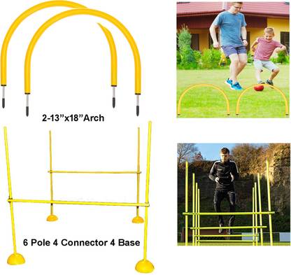 HouseOfCommon 6 Training Poles With 4 Dome Base, 4 Poles Connector And 2 Arches Football Kit