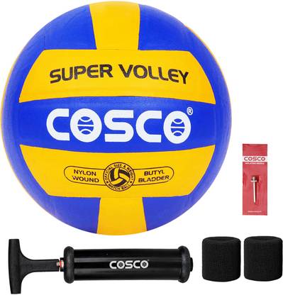 COSCO Super Volleyball "Size-4", Ball Pump, Wrist Band, Needle, Combo Set Volleyball Kit