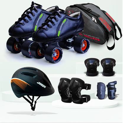 Jaspo Drift Pro Quad Skate Combo (Size-5 UK (Age 11-12 yrs ,25CMS) Skating Kit