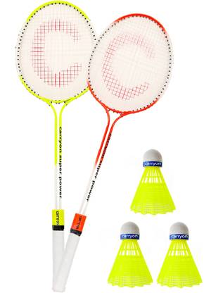 IONEX Double Shaft Multicolor Set Of 2 Piece Badminton Racket With 3 Plastic Shuttle Badminton Kit