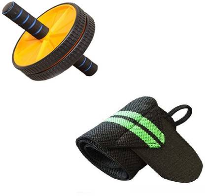 Dr Pacvu Set 2|Thumb Loop 1 Wrist Support Arm Band, AB Wheel Roller for Home Gym Exercise Fitness Accessory Kit Kit
