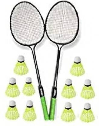 SPO Zone Badminton racket Set Of 2 Piece with 10 Piece Plastic Shuttle Kit Badminton Kit