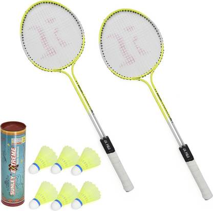 ROXON Phantom Badminton Racquet Set Of 2 Piece With 6 Piece Suney Extrerme Nylon Shuttle Badminton Kit