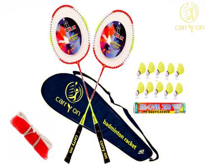 CARRY ON SHINGLE SHAFT RACKET 2 PIEC 10 SHUTTLE COCK BADMINTON NET Badminton Kit