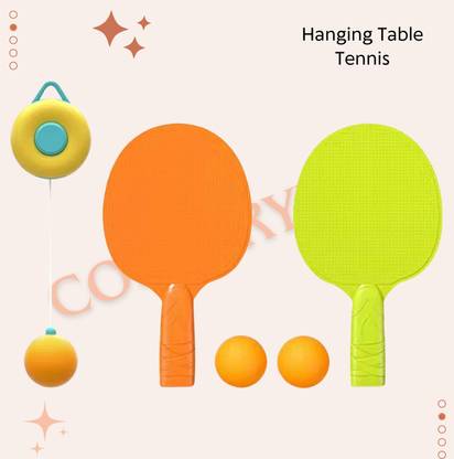 CountryLink Hanging Table Tennis Ping Pong Ball for Kids 2 Racket & 3 Practice Ball Table Tennis Kit