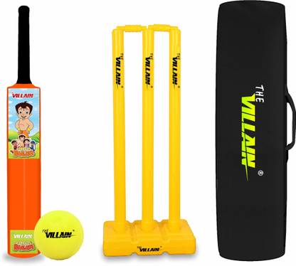 The Villain Chhota Bheem Cricket Bat, Ball, Wicket & Cover | Size6-Age Group12-14,Multicolor Cricket Kit