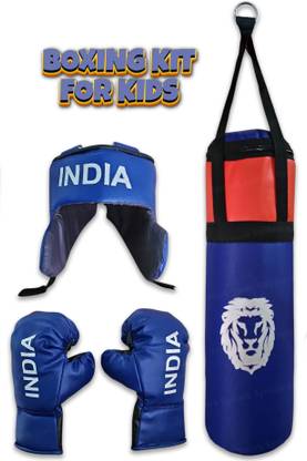 Synlark Super Polyster Boxing Kit with Gloves and Head Guard for kids Boys/Girls 52 Cms, 3 to 9 Years Boxing Kit