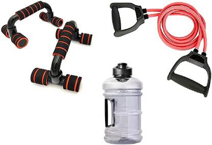 CODIVER Push up bar Resistance tube and Gallon bottle Fitness Accessory Kit Kit