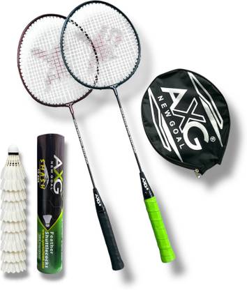 AXG NEW GOAL Scratch resistant A-2000 Badminton Racquets set Of 2 with 10 Feather Shuttles Badminton Kit