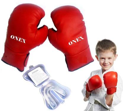 ONEX Boxing Glove for Boys/Girls Best Punching Bag Gloves And Mouth Guard (Size: 4 OZ) Boxing Kit