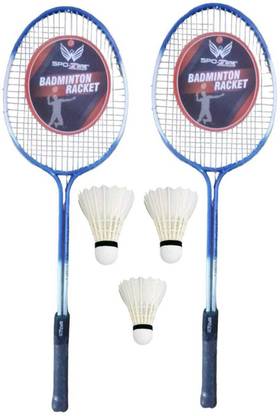 SPO Zone Badminton Combo Kit Set Of 2 Piece Racquet With 3 Piece Feather Shuttlecock Badminton Kit