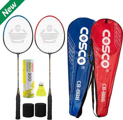 COSCO Combo of 12, 2 CB-888 Badminton Racquet, 6 Nylon Shuttle, 2 Wrist Band, 2 Cover Badminton Kit