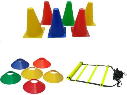 Hipkoo Sports 6 PVC Cones 10 Space Markers and 4 Meter Ladder Agility Fitness Accessory Kit Kit