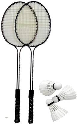 Parashoot 2 PC Double Shaft Racket With 3 Feather shuttle Cock Badminton Kit