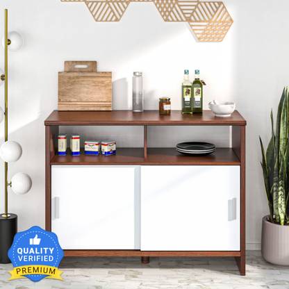 Nilkamal Lyra 2 Sliding Door with 1 Open Shelf and 2 Closed Shelf Kitchen Cabinet | Engineered Wood Crockery Cabinet