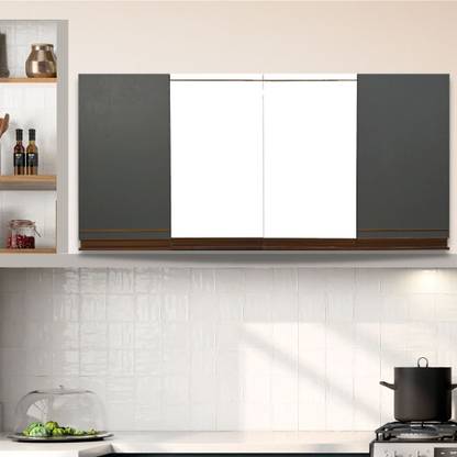 SPECIALITY PANELS 4 Door Modular Wall Mounted multipurpose storage unit with G Profile Handle Engineered Wood Kitchen Cabinet