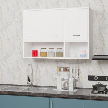 Ladybug 3 Door Wall Mounted Cabinet with Open Shelves | Engineered Wood Kitchen Cabinet