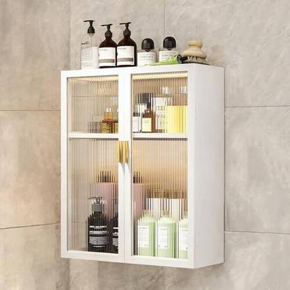 MIORAH 2-Layer Bathroom Storage Cabinet 50 cm Wall Shelf Organizer Metal Kitchen Cabinet