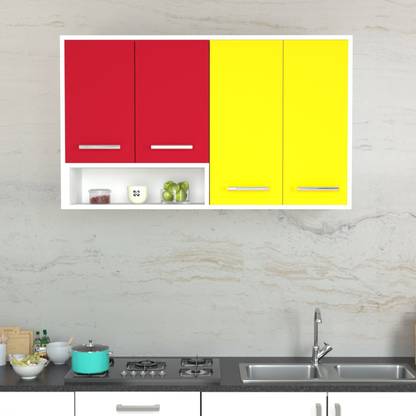 Ladybug 4 Door Wall Mounted Kitchen Cabinet with Shelf for Home Kitchen | Office Engineered Wood Kitchen Cabinet