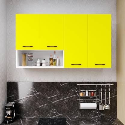 Divysa 4 Door Multipurpose Wall Mount Cabinet with Adjustable Shelf for Home & Kitchen Engineered Wood Kitchen Cabinet