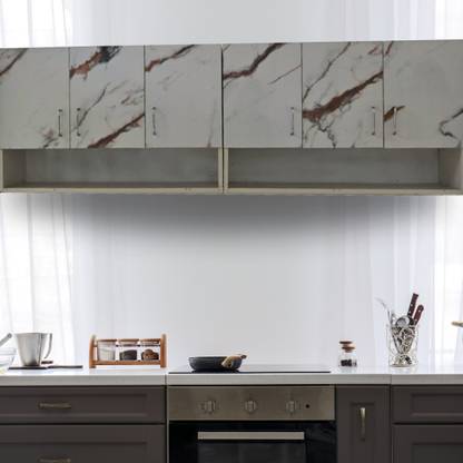 SPECIALITY PANELS 6 Doors Modular Cabinet with UV Coated Glossy Mirror finish Free Assembly Engineered Wood Kitchen Cabinet