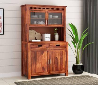BAGARI ARTS Solid Sheesham Wood Kitchen Storage Cabinet | Multi-Shelf Unit for Crockery Solid Wood Kitchen Cabinet