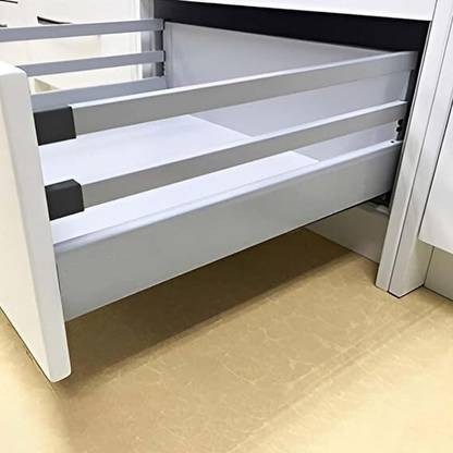 Jadespace Tandem Drawer Box – 8" White Finish, Soft Close, Mild Steel, 45 Kg Load Capacity Metal Kitchen Cabinet